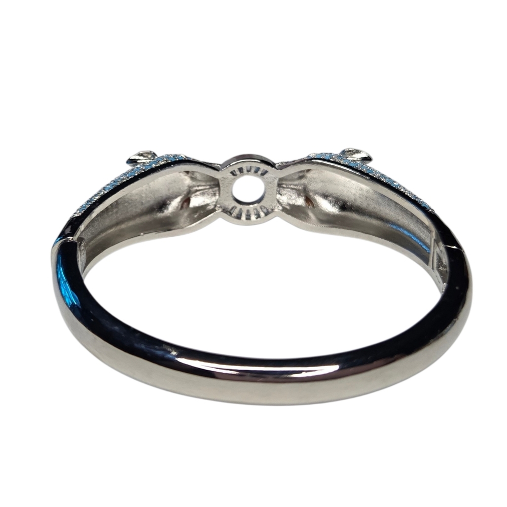 Luxury Silver Plated Chunky Duo Panther Head Doorknocker Crystal Bracelet - Picture 6 of 8